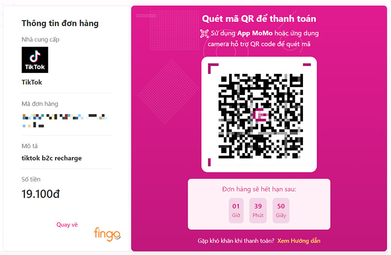 Mã QR sẽ hiển thị để bạn quét