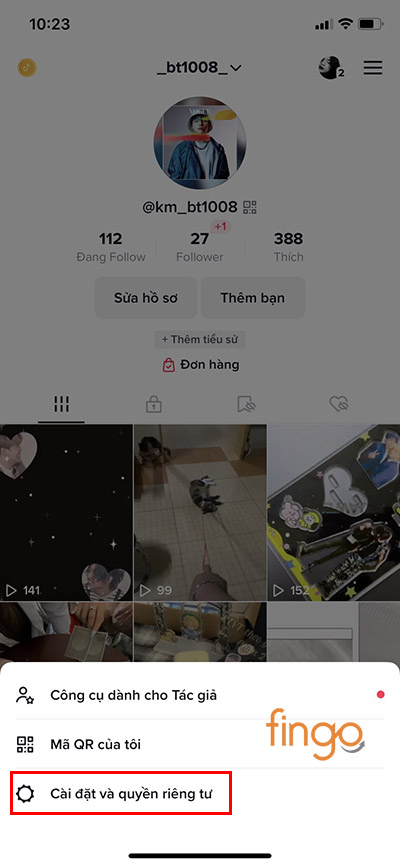 Chọn Cài đặt và quyền riêng tư