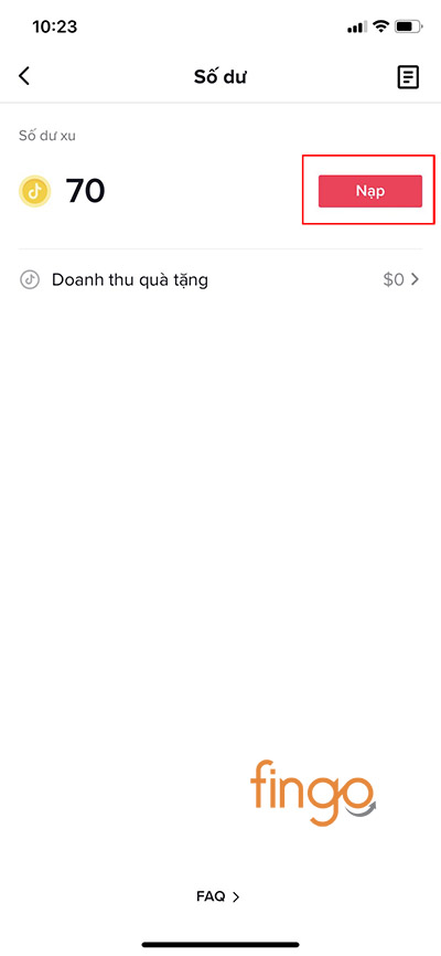 Bấm nút Nạp