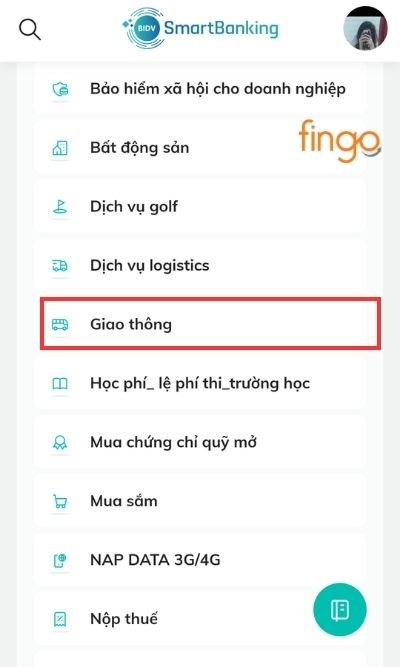 Chọn mục "Giao thông" hoặc tìm từ khóa "VETC" trên thanh tìm kiếm.
