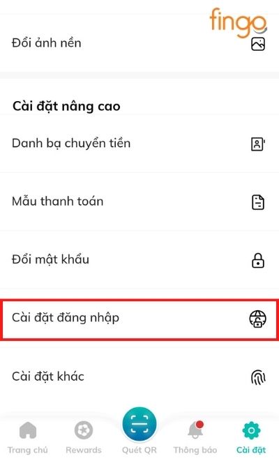Nhấp vào mục Cài đặt đăng nhập để bật tính năng “Đăng nhập/Quên mật khẩu trên thiết bị khác”