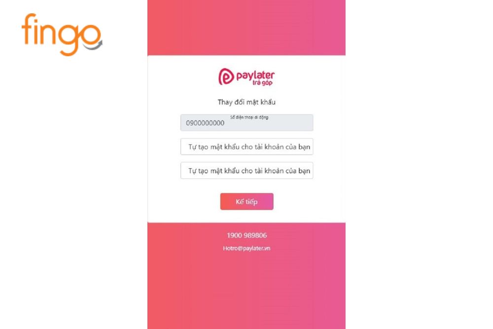 tạo mật khẩu Paylater