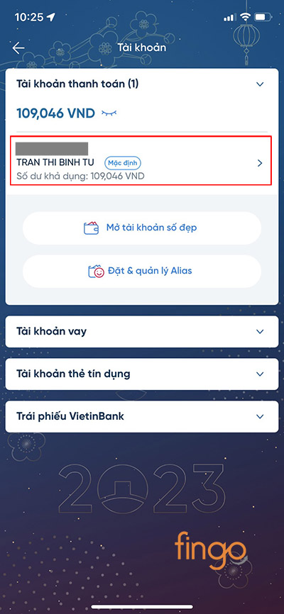 Bấm vào tài khoản cá nhân để xem chi tiết