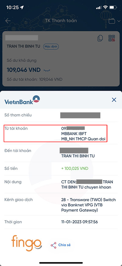 Bạn sẽ xem được một số thông tin cơ bản về giao dịch