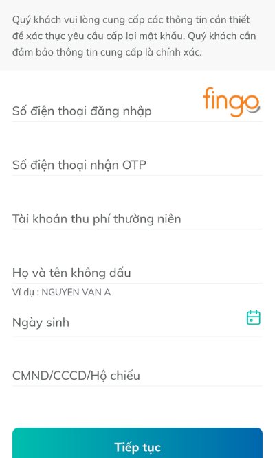 Điền các thông tin của bạn vào các mục trên giao diện.