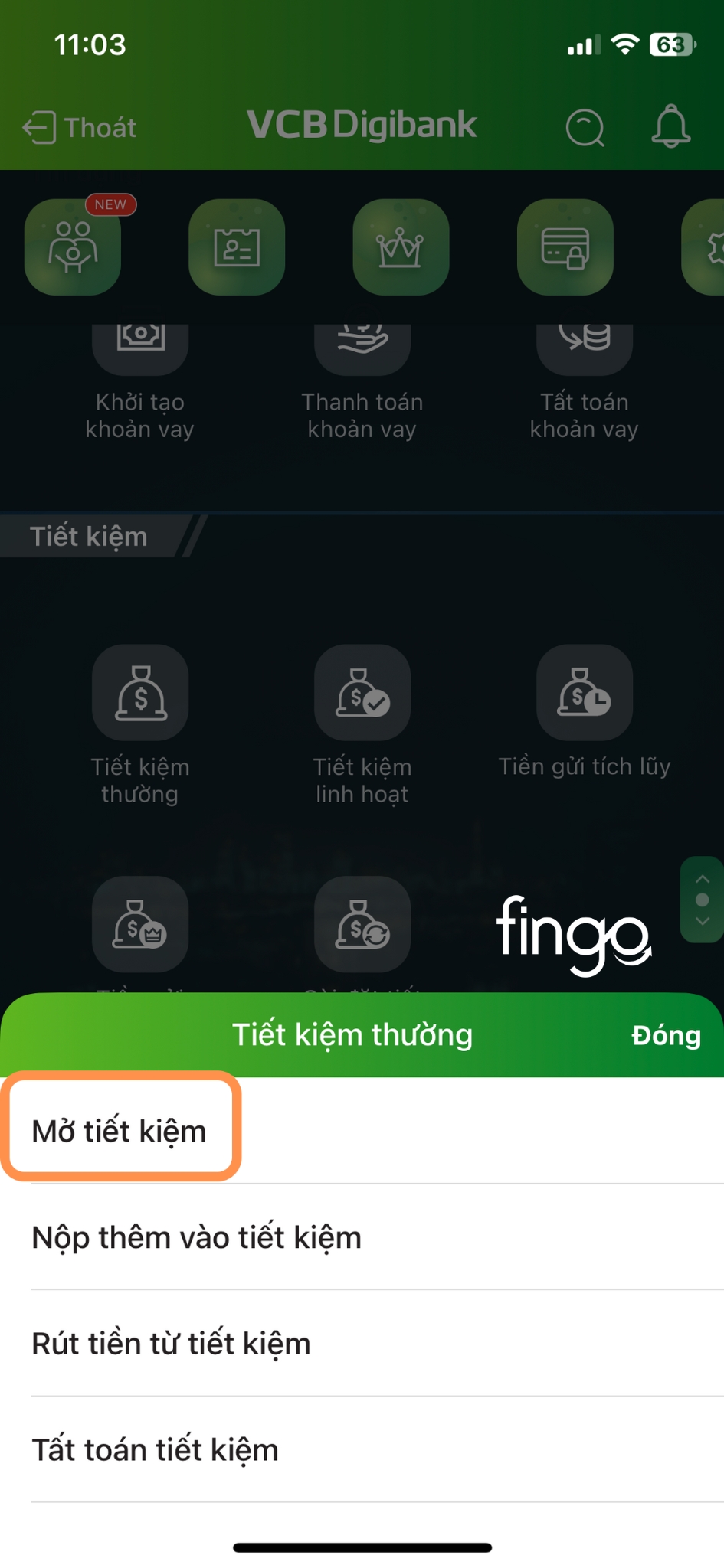 Gửi tiết kiệm online Vietcombank bước 2
