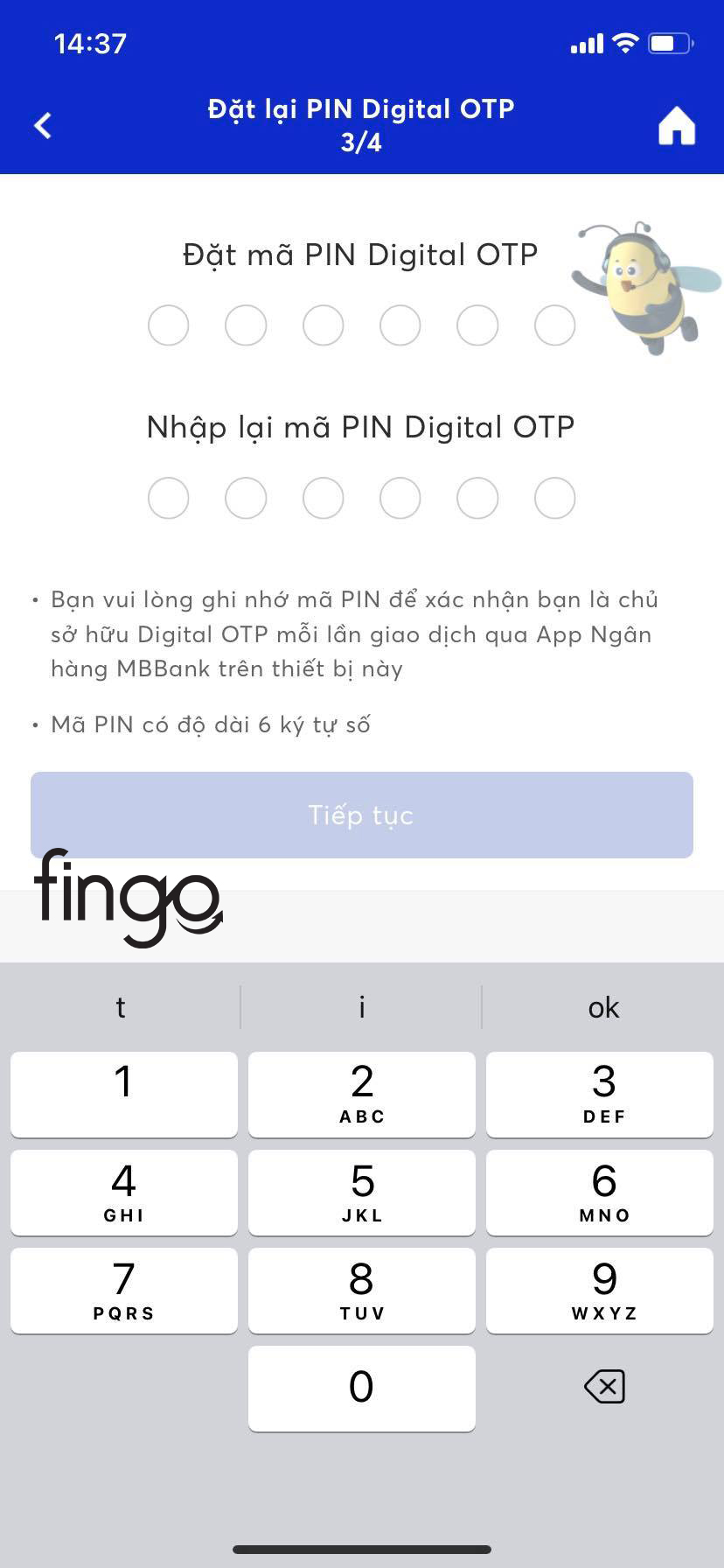Nhập 2 lần mã PIN để xác thực