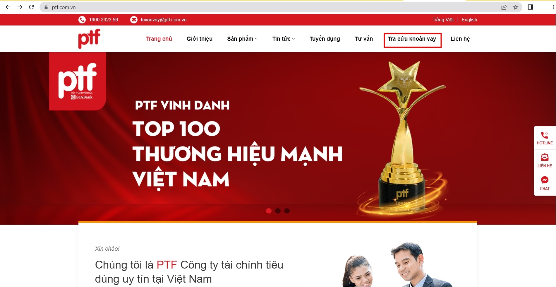 Tài chính Fingo - Tra cứu PTF bước 2