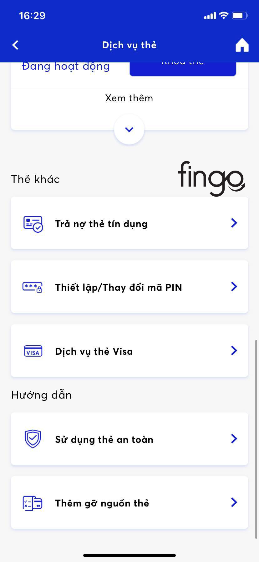Chọn vào mục "Thiết lập/ Thay đổi mã PIN"