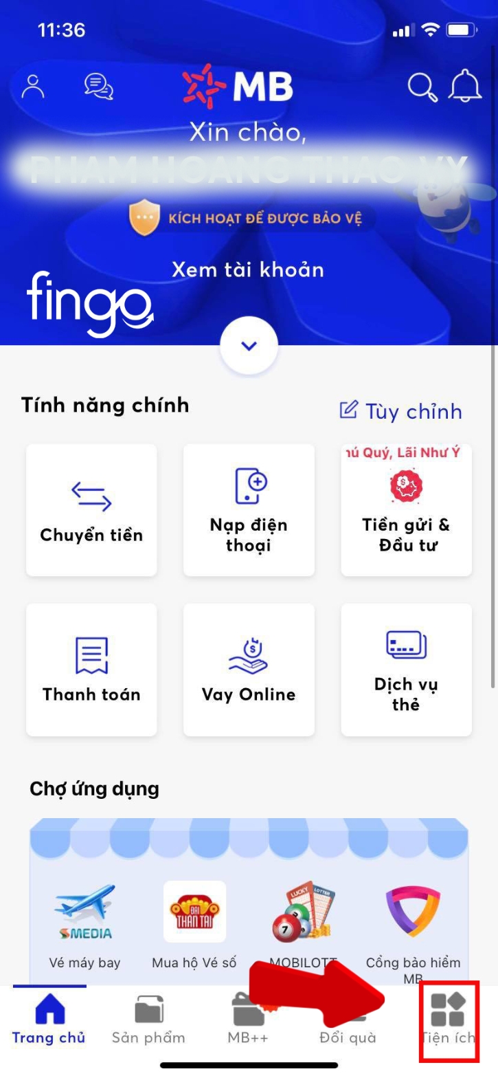 Đăng nhập vào app MB Bank