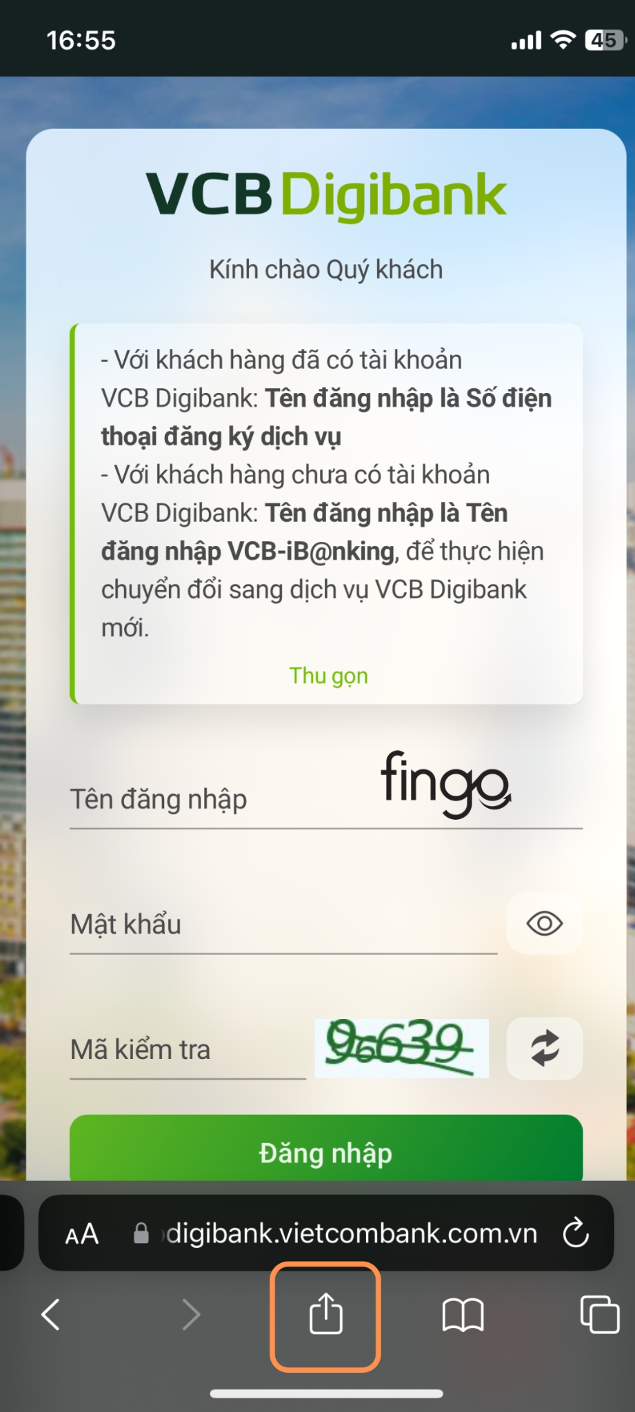 Cách đăng nhập 2 tài khoản Vietcombank trên điện thoại b1 ios