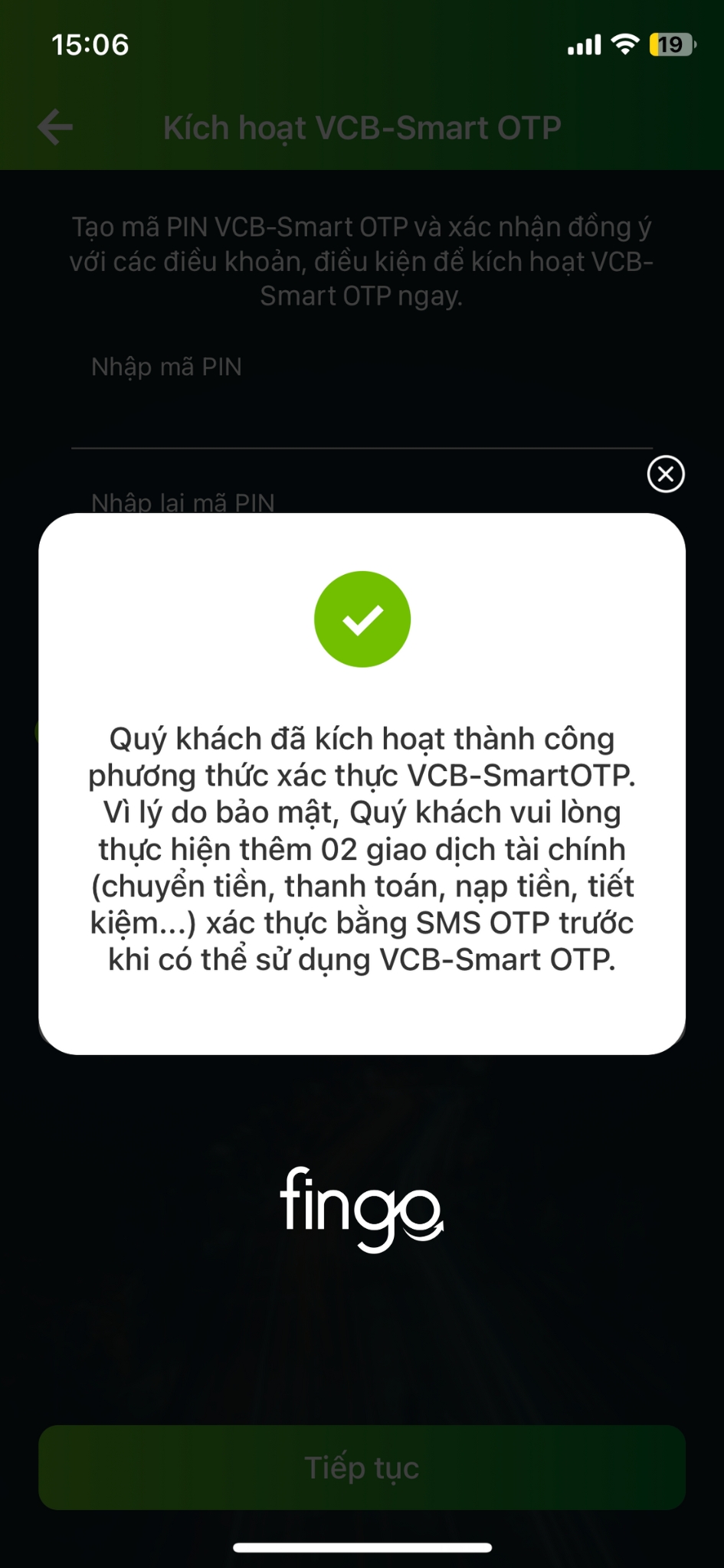 Cách cài đặt Vietcombank Smart OTP bước 5
