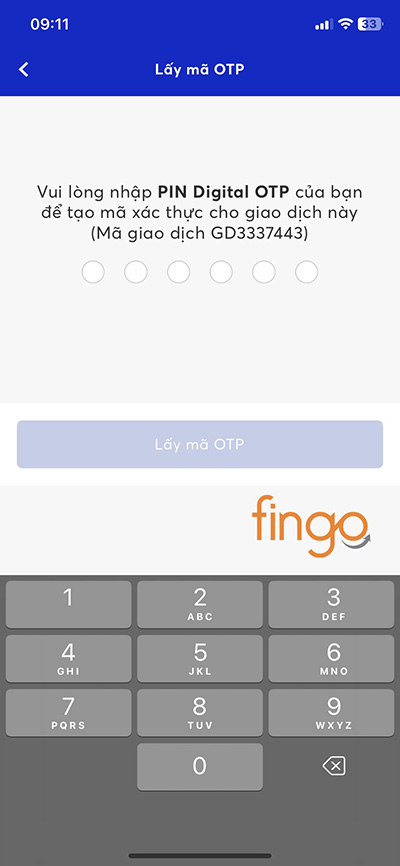 Nhập PIN Digital OTP