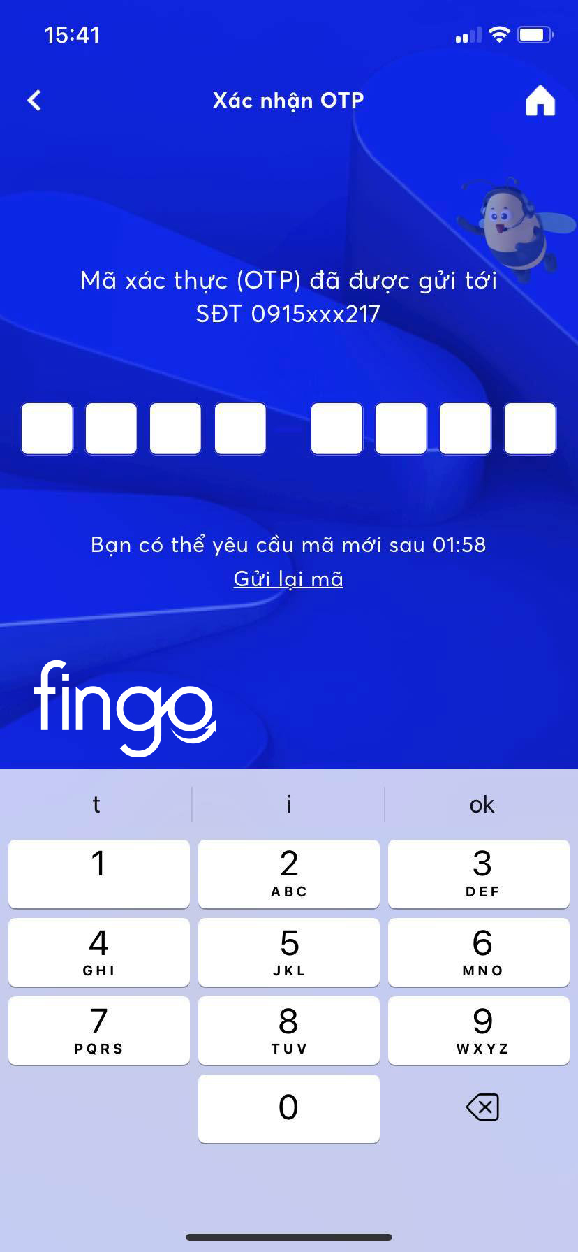 Nhập mã xác thực OTP
