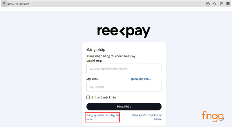 Vào website và Đăng ký với tư cách Người mua hàng