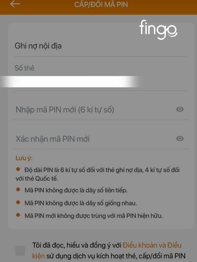 Nhập thông tin cá nhân để đổi mã pin Agribank