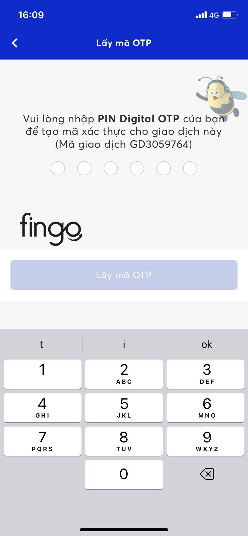 Nhập mã PIN Digital OTP MB Bank