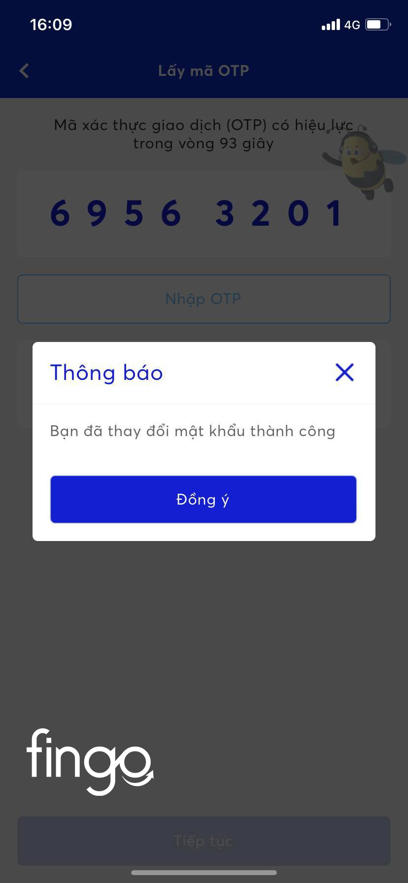 Thay đổi mật khẩu MB Bank thành công