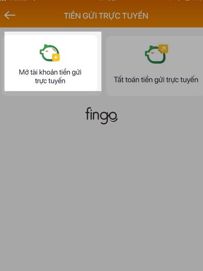 Chọn mục mở tài khoản tiền gửi trực tuyến