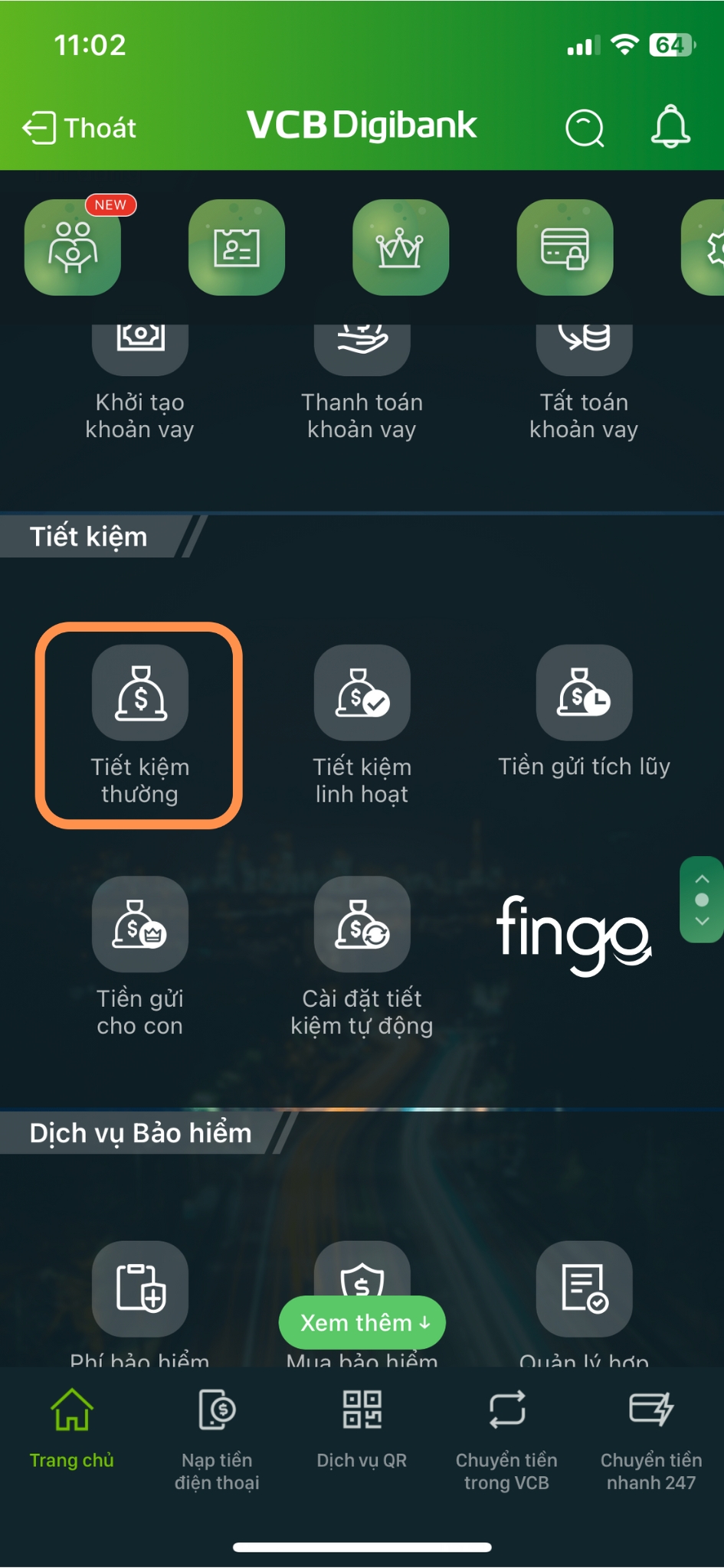 Gửi tiết kiệm online Vietcombank bước 1