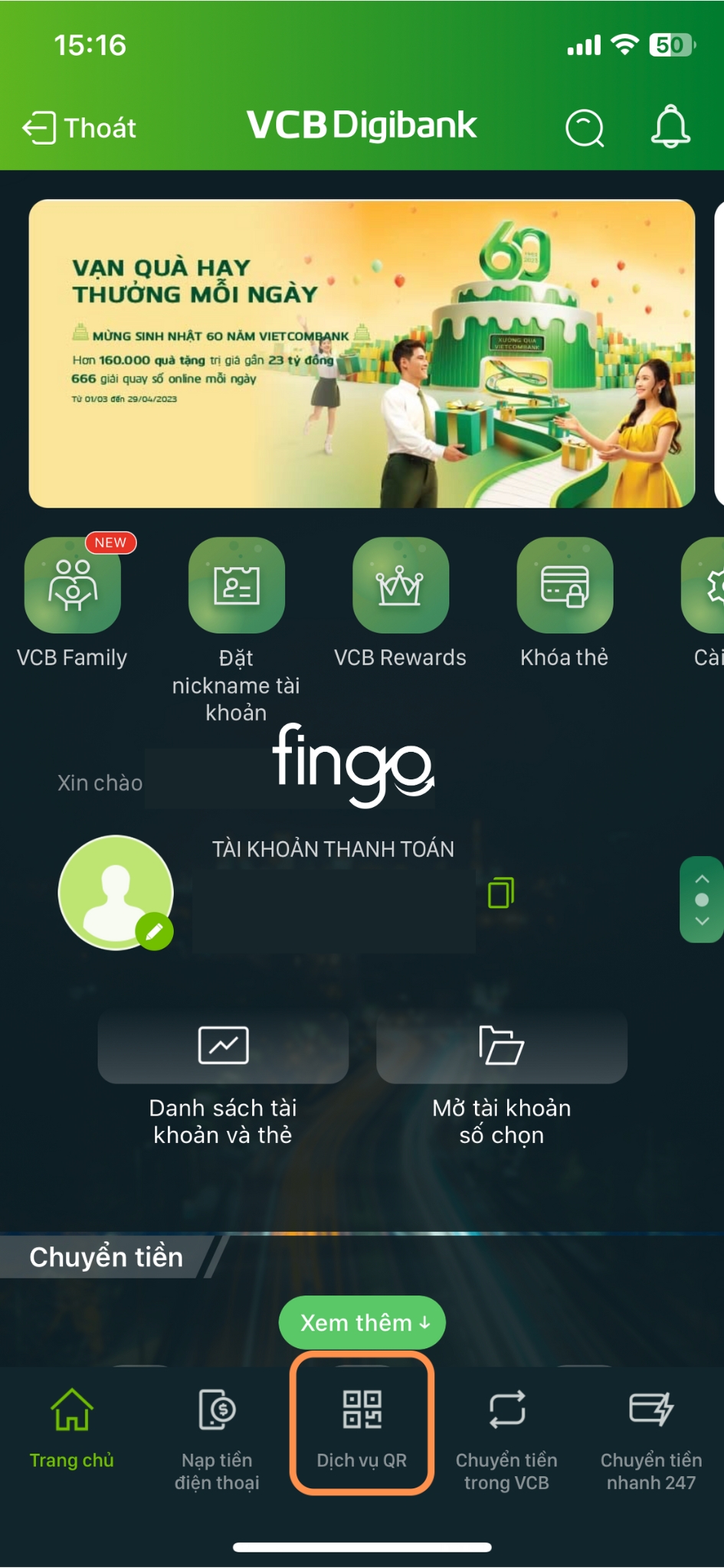 Cách tạo mã QR Vietcombank bước 1
