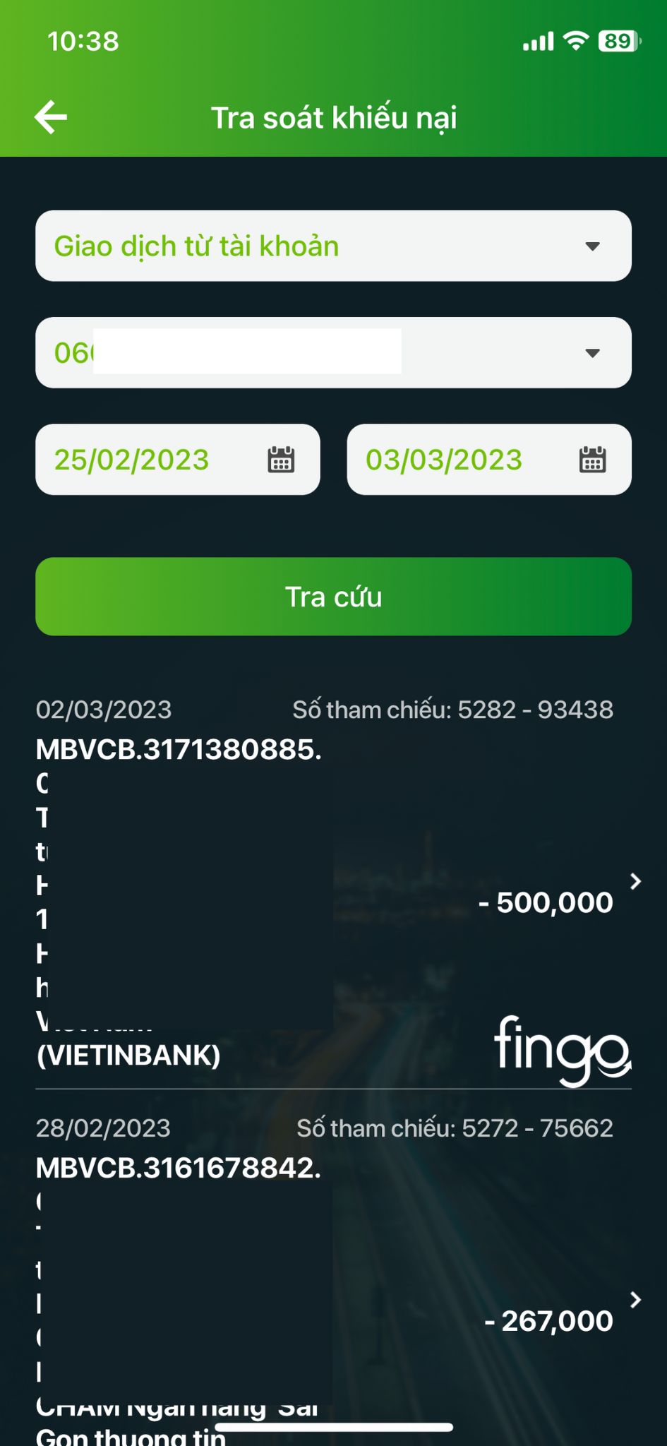 Cách tra soát Vietcombank online bước 4
