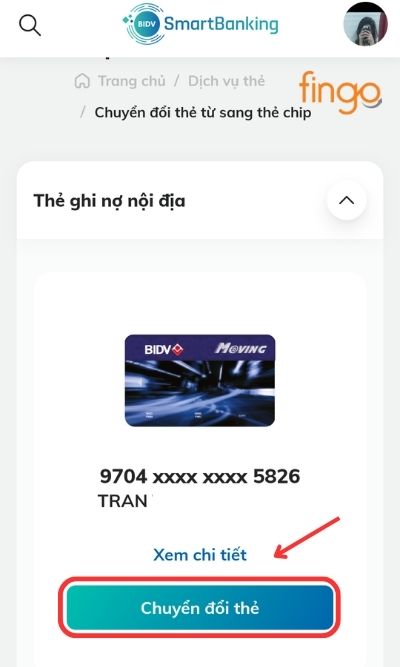 Chọn "Chuyển đổi thẻ".
