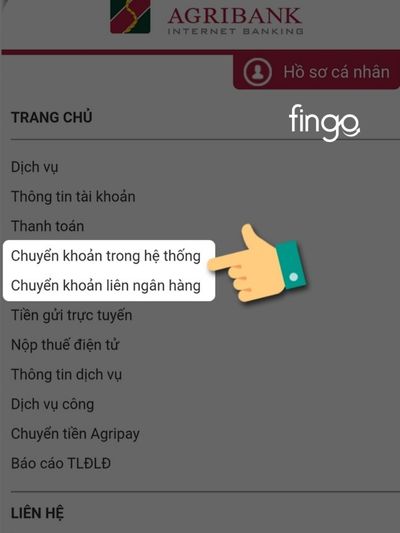 Nhấn chọn loại chuyển khoản tùy thuộc vào ngân hàng của chủ tài khoản nhận tiền