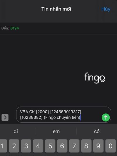 Chuyển khoản thông qua cú pháp tin nhắn của sms banking