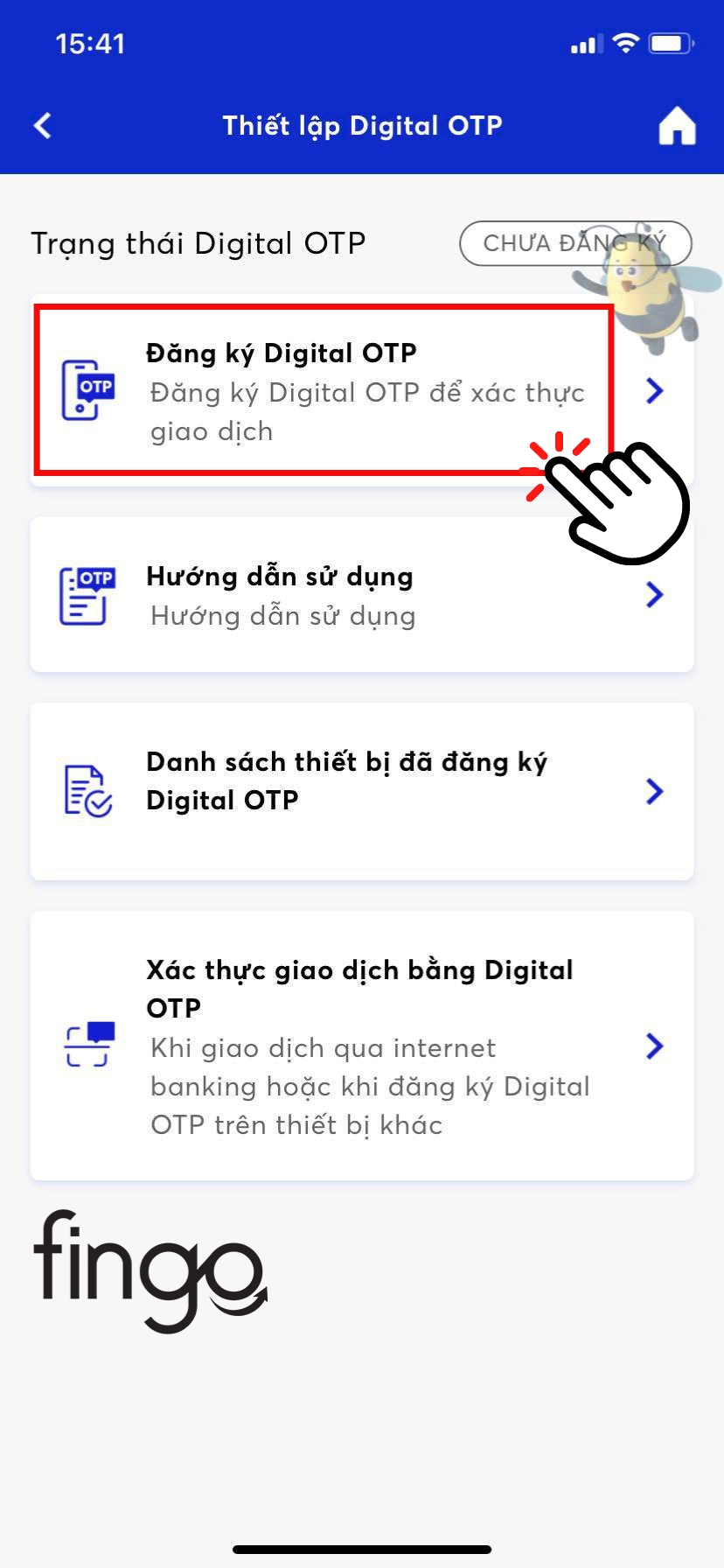 Chọn vào "Đăng ký Digital OTP"
