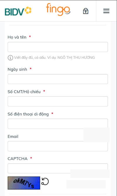 Điền đầy đủ các thông tin