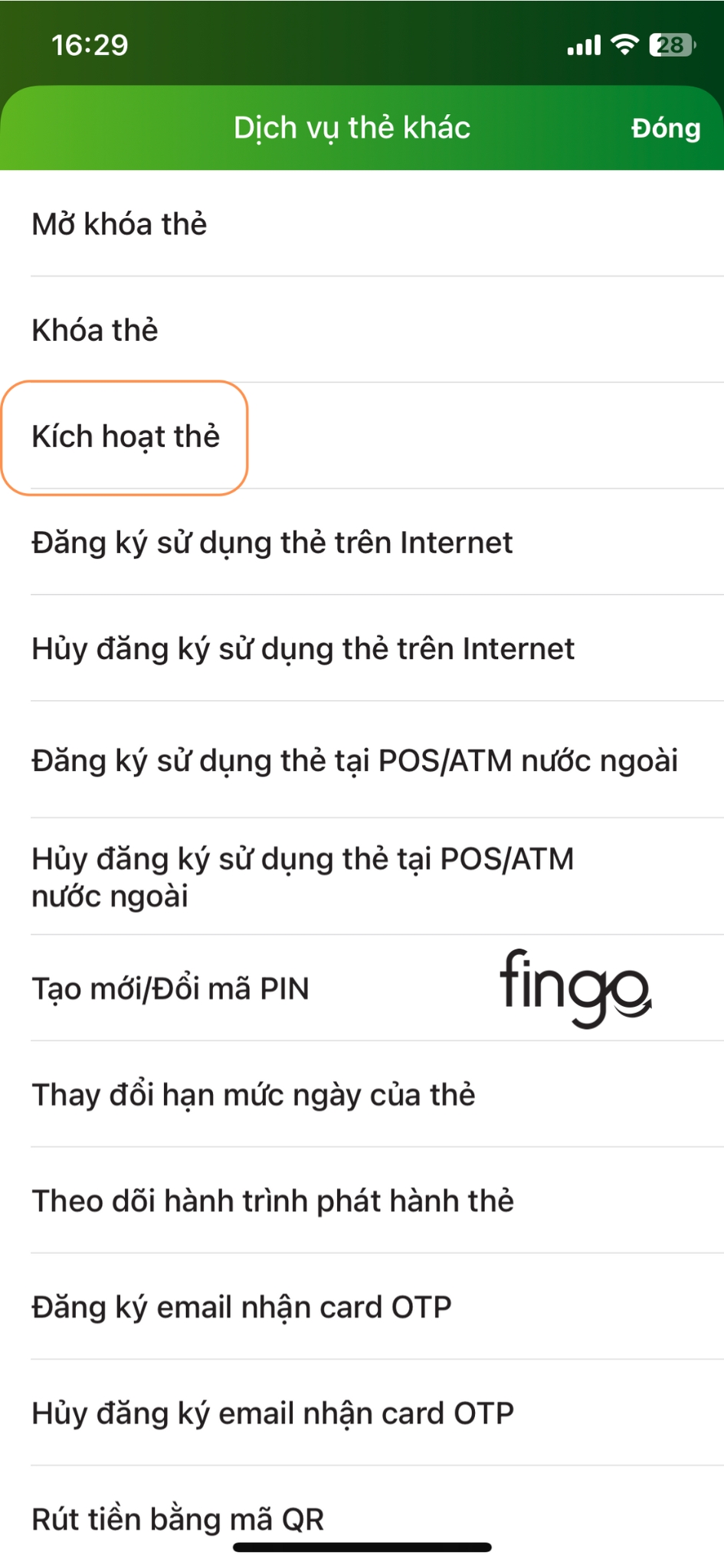 Kích hoạt thẻ Vietcombank bước 2