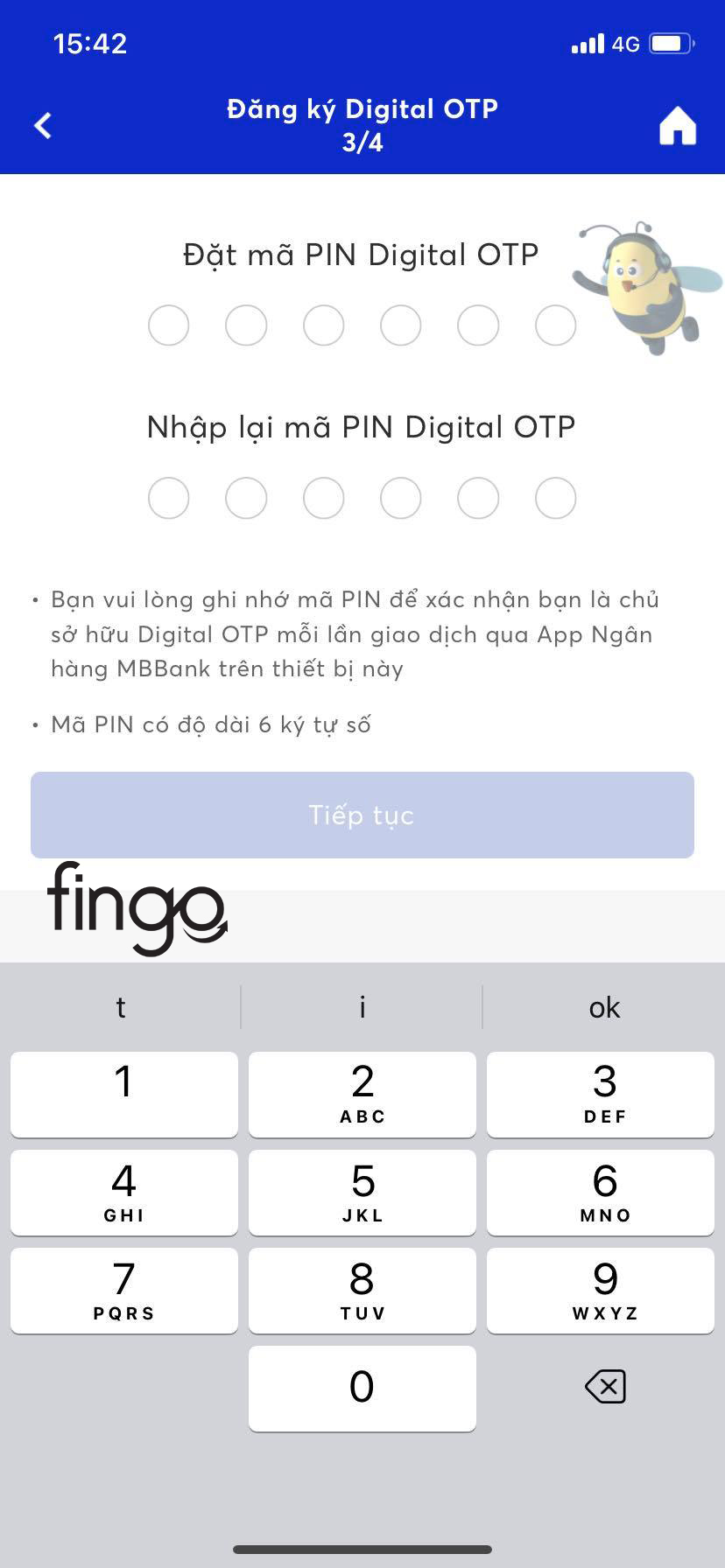Nhập 2 lần mã PIN mới để xác thực