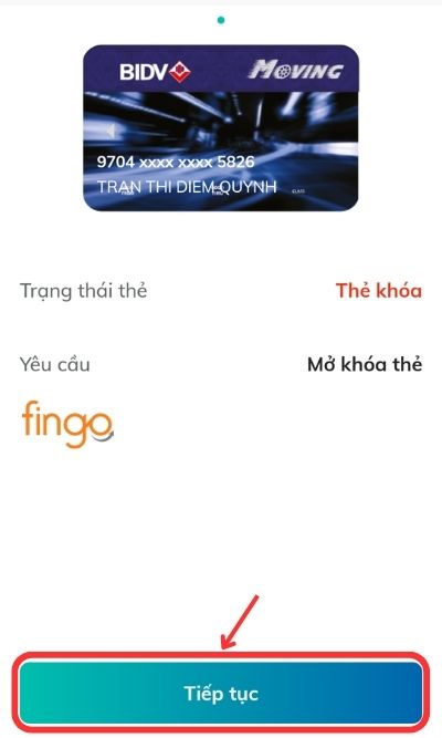 Chọn Tiếp tục để mở khóa thẻ.