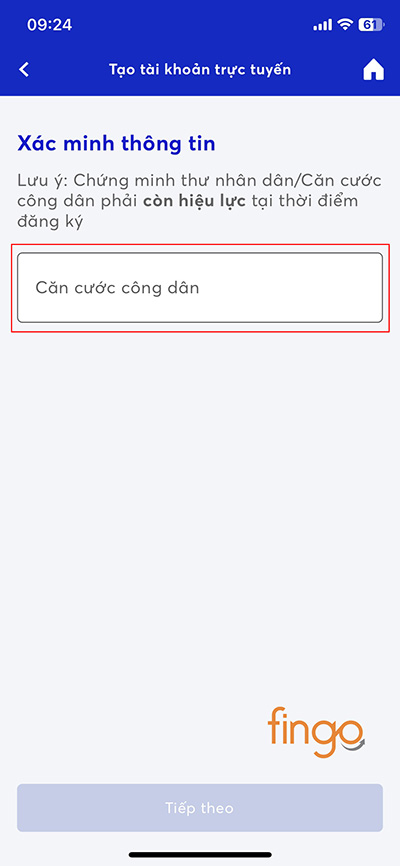 Nhập số căn cước công dân