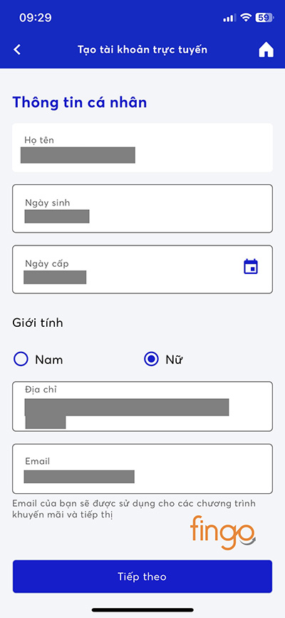 Kiểm tra lại thông tin cá nhân