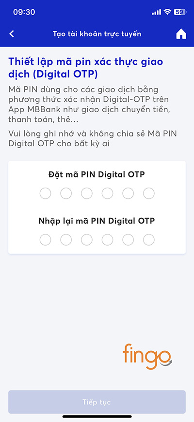 Đặt mã PIN Digital OTP