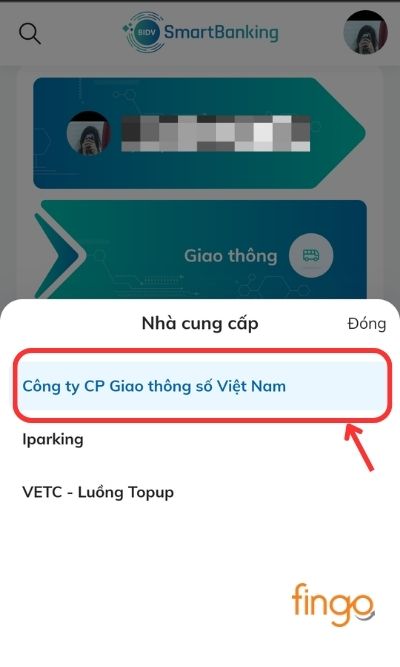 chọn nhà cung cấp là "Công ty CP Giao thông số Việt Nam"