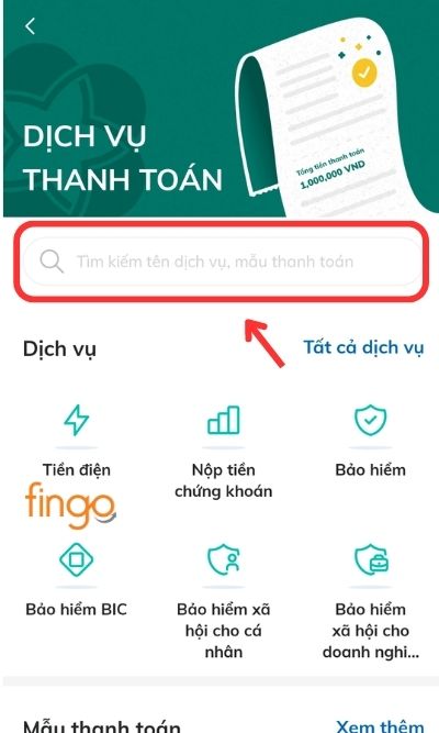 Trên thanh tìm kiếm, nhập "epass" để tìm kiếm dịch vụ.
