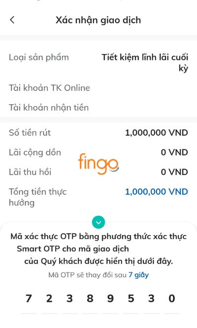 Xác nhận thông tin giao dịch.