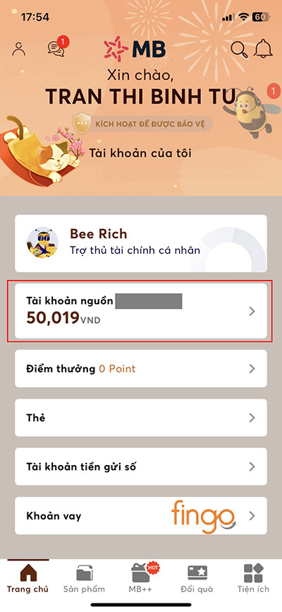 Vào Tài khoản của tôi
