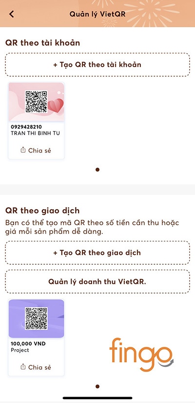 Mã QR theo giao dịch đã được tạo thành công