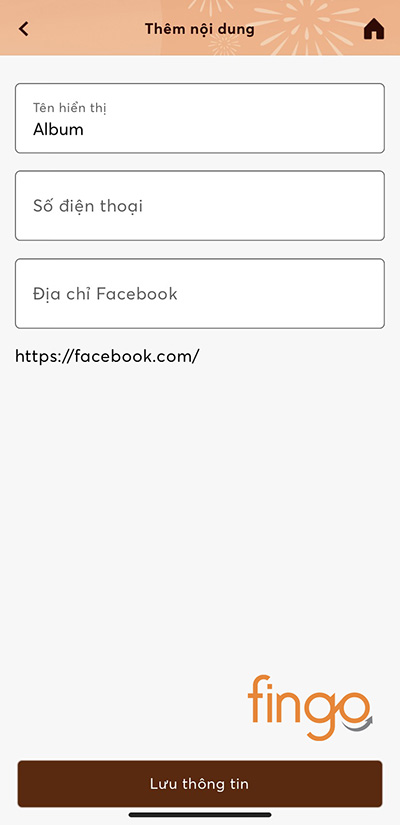 Nhập các thông tin cá nhân bạn muốn hiển thị lên trên mã QR
