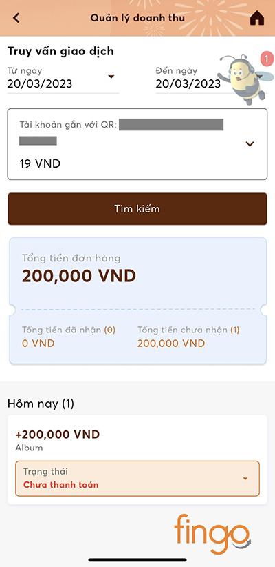 Có thể truy vấn giao dịch theo khoảng thời gian mong muốn