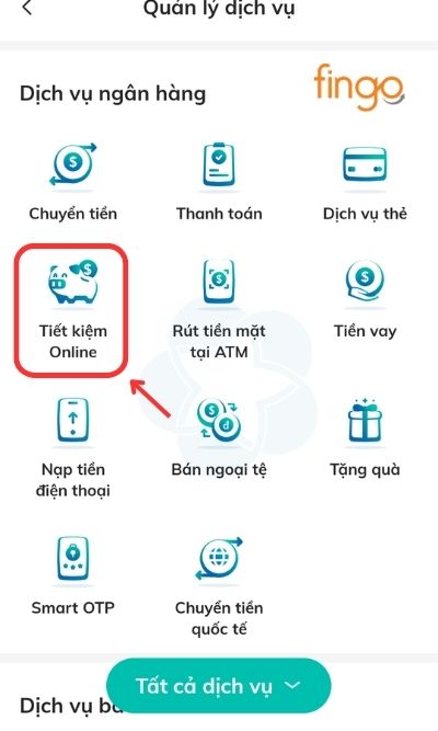 Vào mục Tiết kiệm Online.