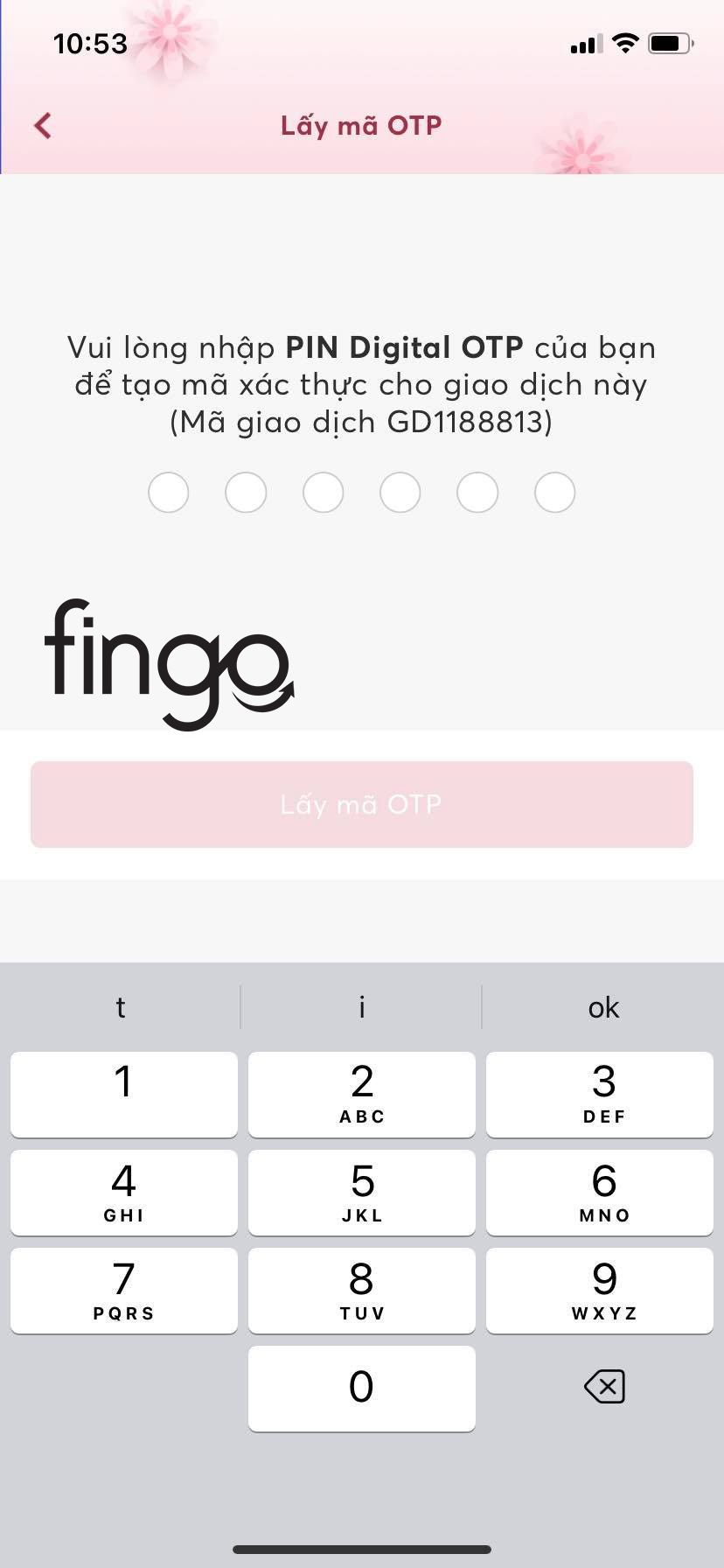 Nhập mã PIN Digital OTP