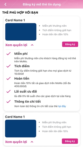 Hướng dẫn cách mở thẻ tín dụng trên MoMo