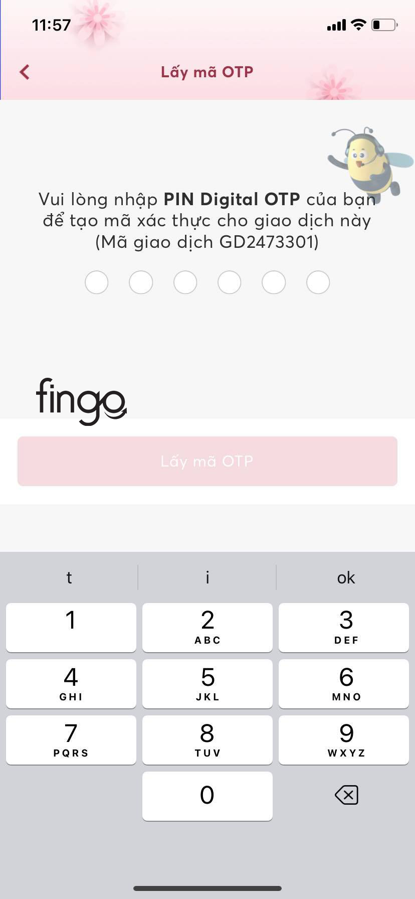 Nhập mã PIN Digital OTP