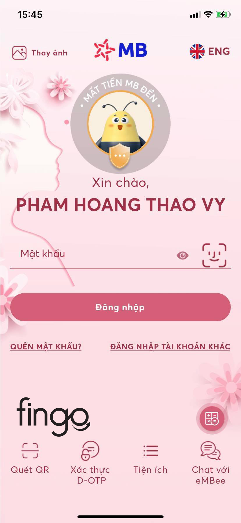 Đăng nhập vào app MB Bank