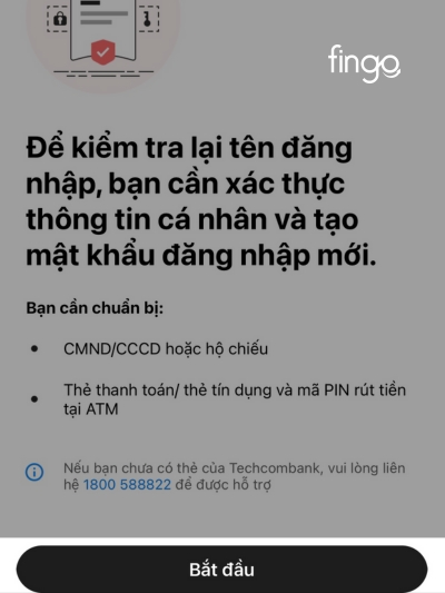 Nhập thông tin cá nhân để lấy lại tên đăng nhập 